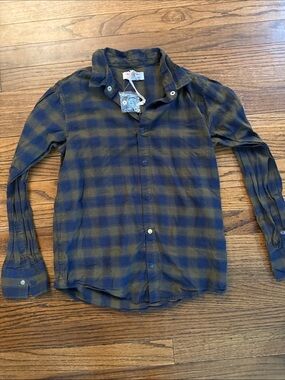Kids Plaid Button-Down Shirt in Navy and Olive - Casual Everyday Top